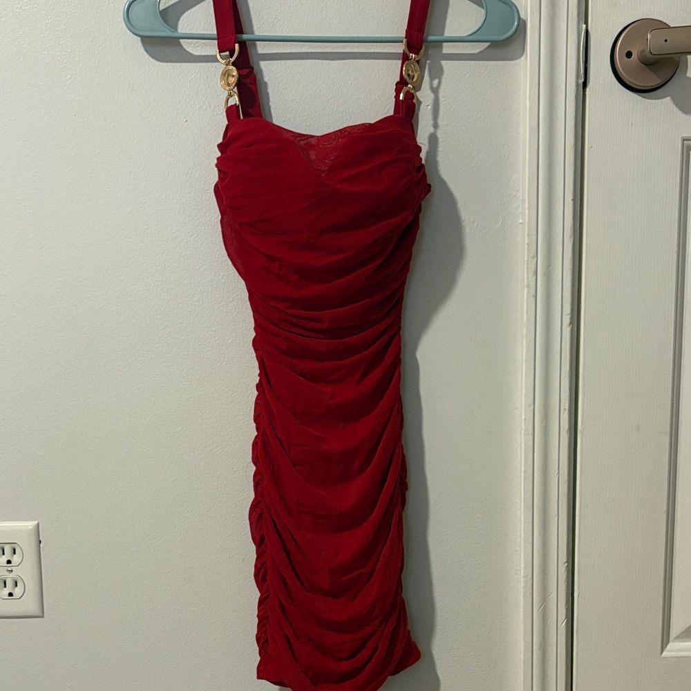 Windsor Red Ruched Dress